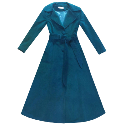 西装领长款修身显瘦纯色羊绒大衣