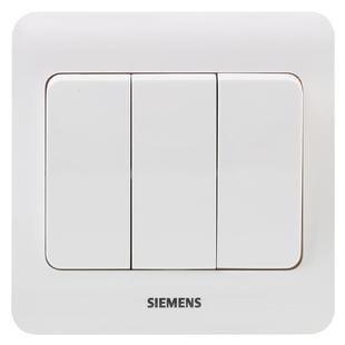 西门子三开双控开关面板远景系列雅白色插座家用二控墙壁灯开暗装
