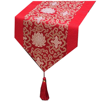 现代中式风蓝色红木条案织锦缎