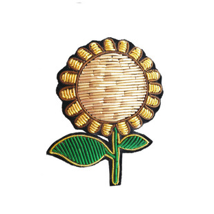 专业手工刺绣金色向日葵 法国设计 高档经典创意爆款 印度丝胸针