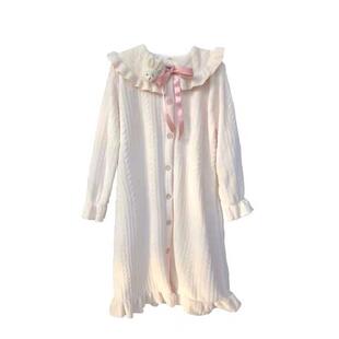 萌糖酥兔 送胸针奶萌少女卡哇伊娃娃领法兰绒甜美秋冬家居服睡裙