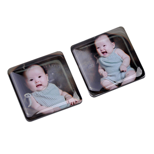 宝宝婚纱照片磁贴创意定做水晶滴胶冰箱贴来图定制儿童旅游冰箱贴