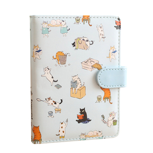 金谷创意猫咪彩页日记本手账本笔记本文具 韩国风格本子加厚可爱小清新记事本 仿皮PU皮质记事本日记本