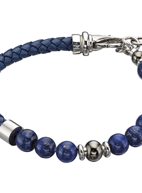 英国皮质珠子时尚风男士钛钢手链