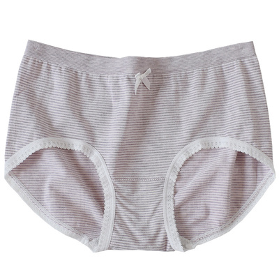 塞德纳6912莫代尔条纹无缝内裤薄款少女花边短裤中腰包臀三角裤大