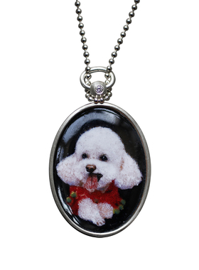 雜粹珐琅动物肖像定制项链银微绘