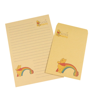 牛皮维尼熊信纸信封套装可爱卡通彩虹稿纸带横线练字 10款选 包邮