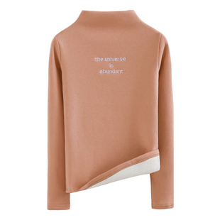 冬新款韩半高领纯白刺绣加绒加厚保暖女装上衣体恤打底衫修身长袖