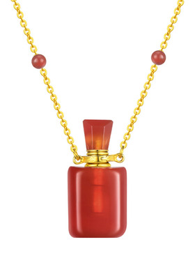 红玛瑙精油瓶小号方形珠宝吊坠