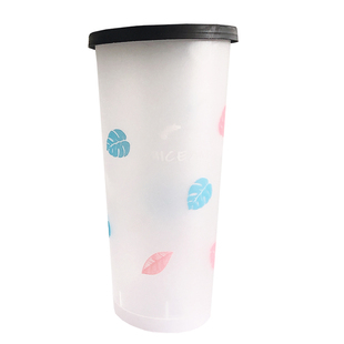 80口径高脚一次性奶茶杯子500ml 网红磨砂注塑杯打包果汁杯可定制