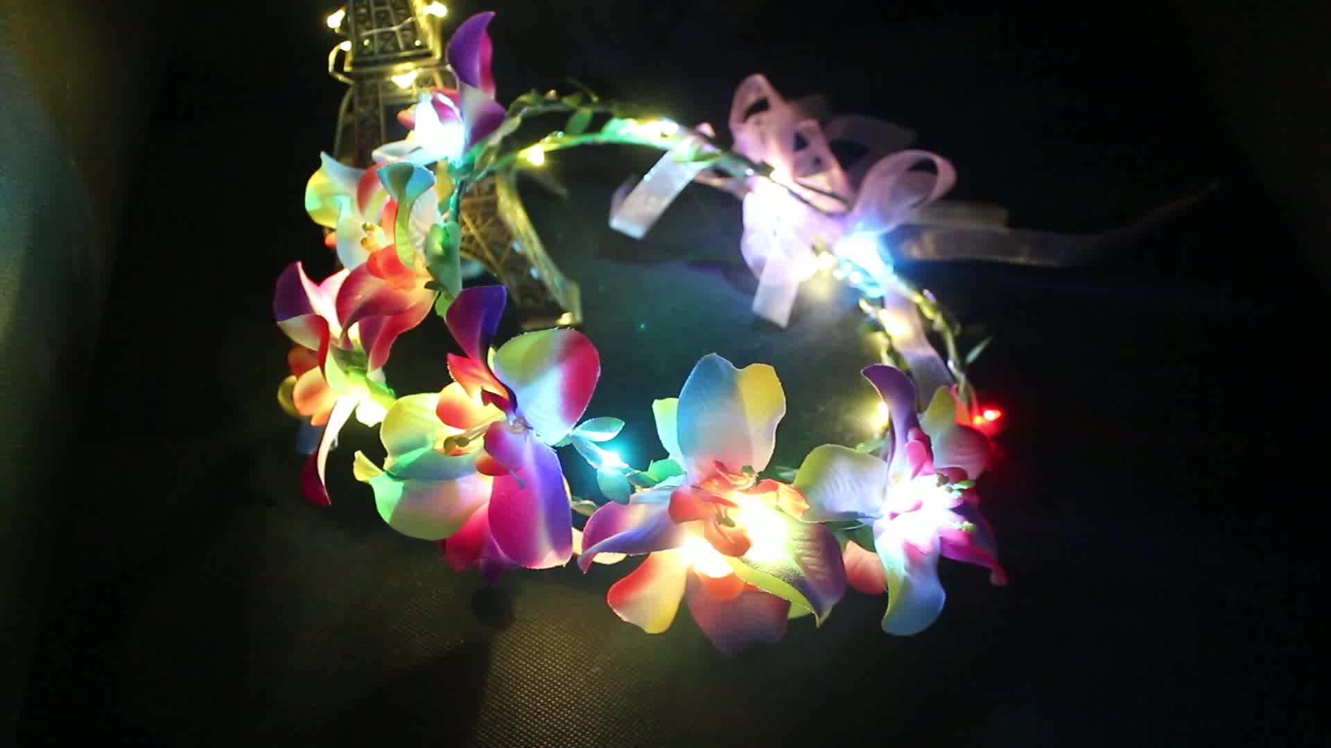 Aritificial Multicolor Led Flower Crowns,Flower Wreath With Lights For