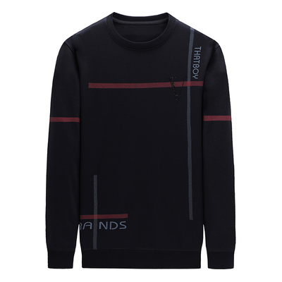 长袖男士印花加绒中青年宽松小衫