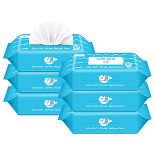 小萌希奥湿巾小包 随身装20抽6包湿纸巾便携婴儿用口湿巾非棉柔巾