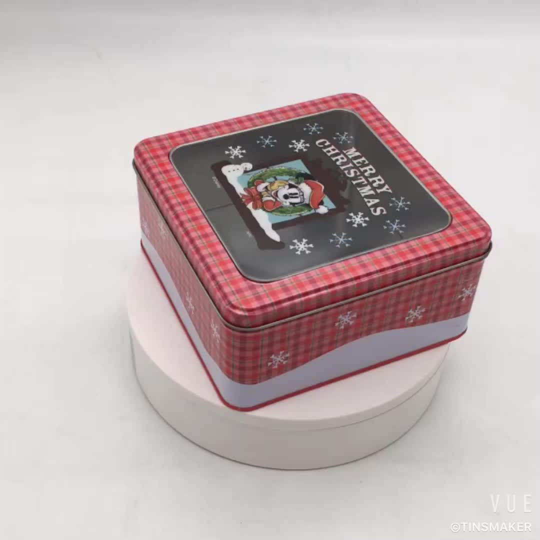 Colorful Square Gift Packaging Christmas Tins With Pvc ...