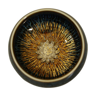 功夫茶杯中式高档金丝天目釉建盏兔毫盏镶银主人杯2026新款