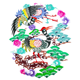 中国特色风剪纸窗花出国留学外事礼品剪纸彩花鸟家居装饰画送老外