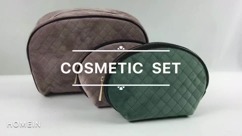 Luxury Quilted Velvet Fabric Shell Shape Cosmetic Bags Wholesale With