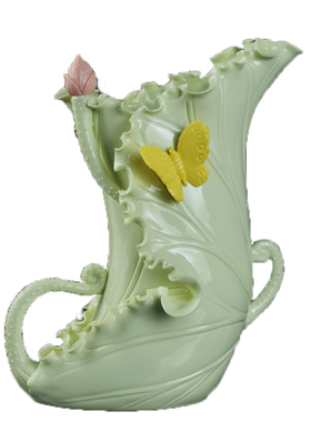 双耳插花软装饰桌面摆件德化陶瓷