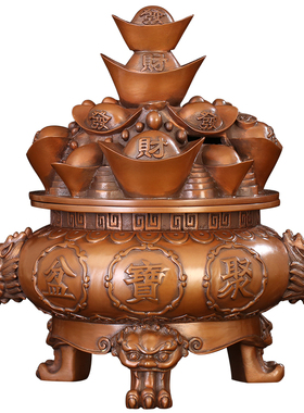 徽匠铜韵聚宝盆风水电视柜摆件