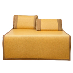 黄古林古藤席1.8m床三件套1.5米双人床夏季可折叠双面冰丝凉席1.2