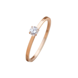 韩版四爪戒指女仿真单钻裸钻指环钛钢玫瑰金婚戒钻戒情人节礼物