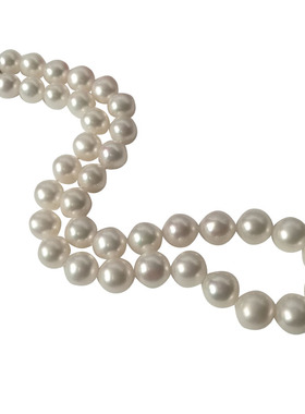 天然淡水珍珠白色纯银扣女士项链