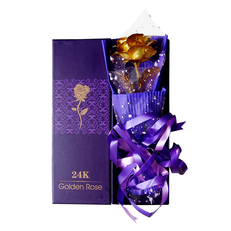 金玫瑰 24k金玫瑰金箔玫瑰花束七夕情人节送女友母亲浪漫生日礼物