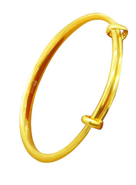 手镯古法传承镀黄金色环链圆柱