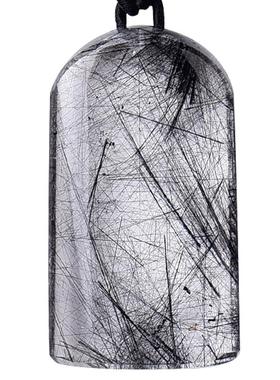 三缘证宝吊坠男项链黑水晶