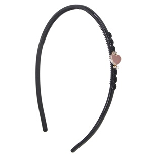 粉色爱心黑钻细头箍 韩国淑女细巧水钻发箍 简约防滑小爱心发卡女