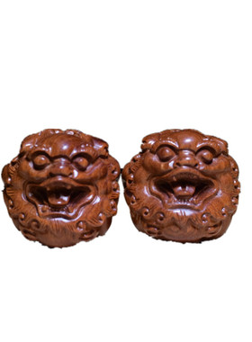 手把件文玩狮子头红木工艺品