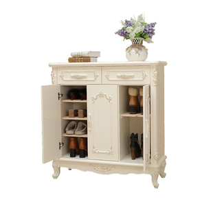 欧式实木鞋柜仿大理石面玄关柜象牙白鞋架小户型大容量客厅门厅柜