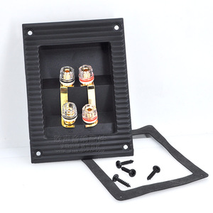 波浪形音箱接线盒四方形纯铜镀金接籽四位线柱接线板加厚塑料新款