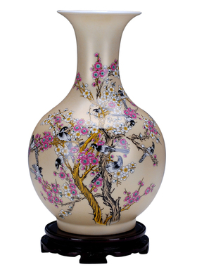景德镇黄色插花中式家居陶瓷器