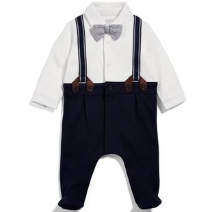 现货英国Mamas&papas正品宝宝满月百天宴会周岁纯棉连体衣长爬服