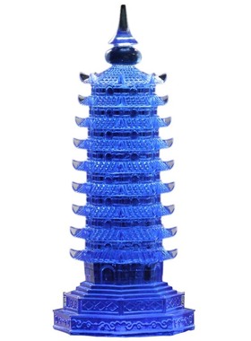 古法琉璃居家九层塔桌面摆件龙龟