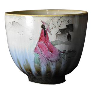 纯手工手绘美女主人杯景德镇高端颜色釉中式陶瓷茶杯品茗杯单杯大