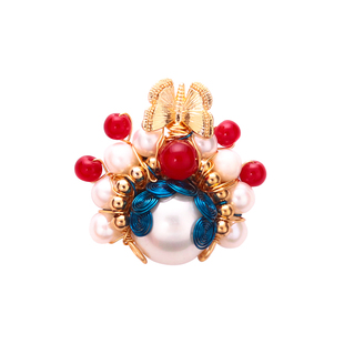 设计师款 国风胸花刀马旦京剧脸谱手工定制珍珠胸针个性创意配饰