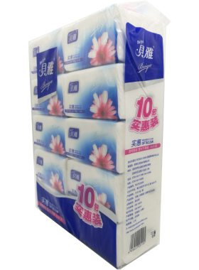 贝雅抽取式面巾纸10柔韧4层