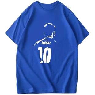 足球Messi巴萨梅西t恤短袖球迷纯棉半截袖男女体恤球衣服短袖T恤