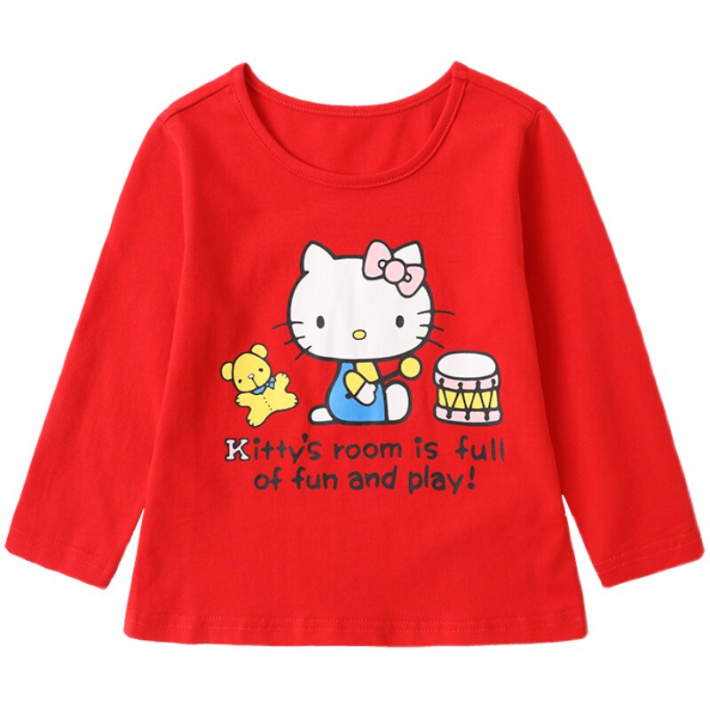 HelloKitty童装女童棉圆领长袖T恤上衣春秋季可爱打底衫