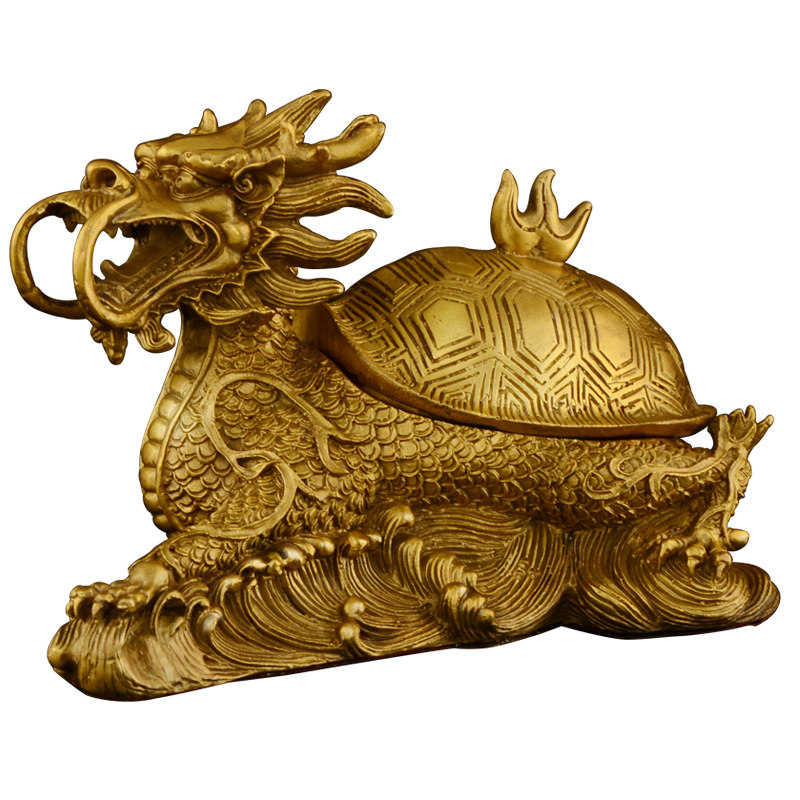 黄铜开盖龙龟摆件工艺品