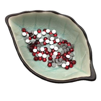 diy深红色平底玻璃圆形美甲闪钻