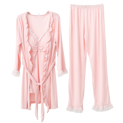 莫代尔三件套带文胸性感家居服