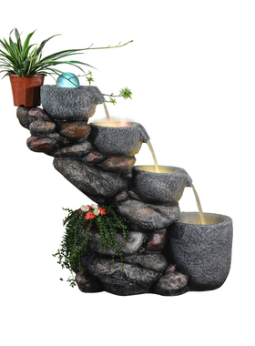 庭院小型阳台盆景喷泉风水假山