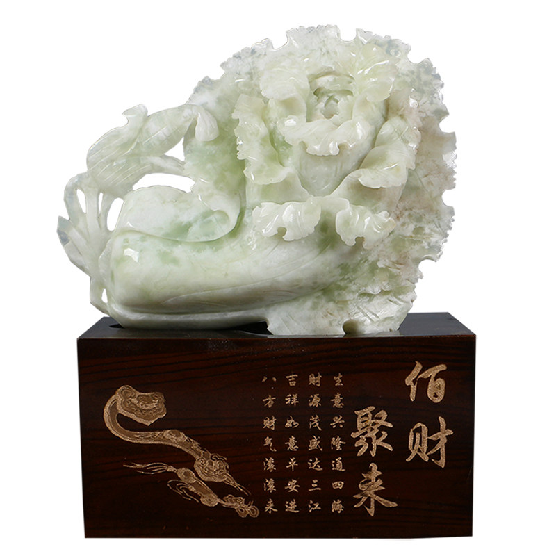 岫玉白菜摆件客厅店铺玄关石玉雕