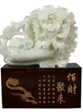 岫玉白菜摆件客厅店铺玄关石玉雕