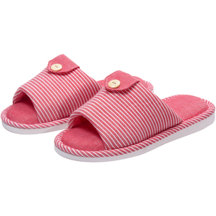 宝人室内居家棉拖鞋冬季情侣家用防滑棉鞋冬季条纹一字拖男拖女拖