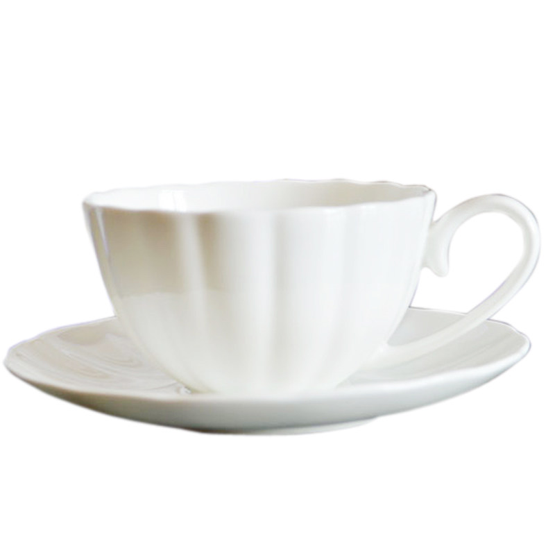 麦斯威尔速溶咖啡杯碟 外贸出口骨瓷红茶杯碟 纯白陶瓷浮雕杯碟