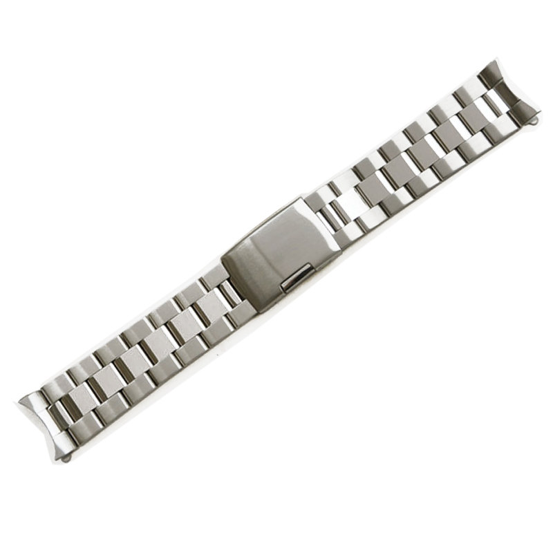 表带钢带手表带男配件精钢不锈钢弧口通用表带手表链男士金属20mm